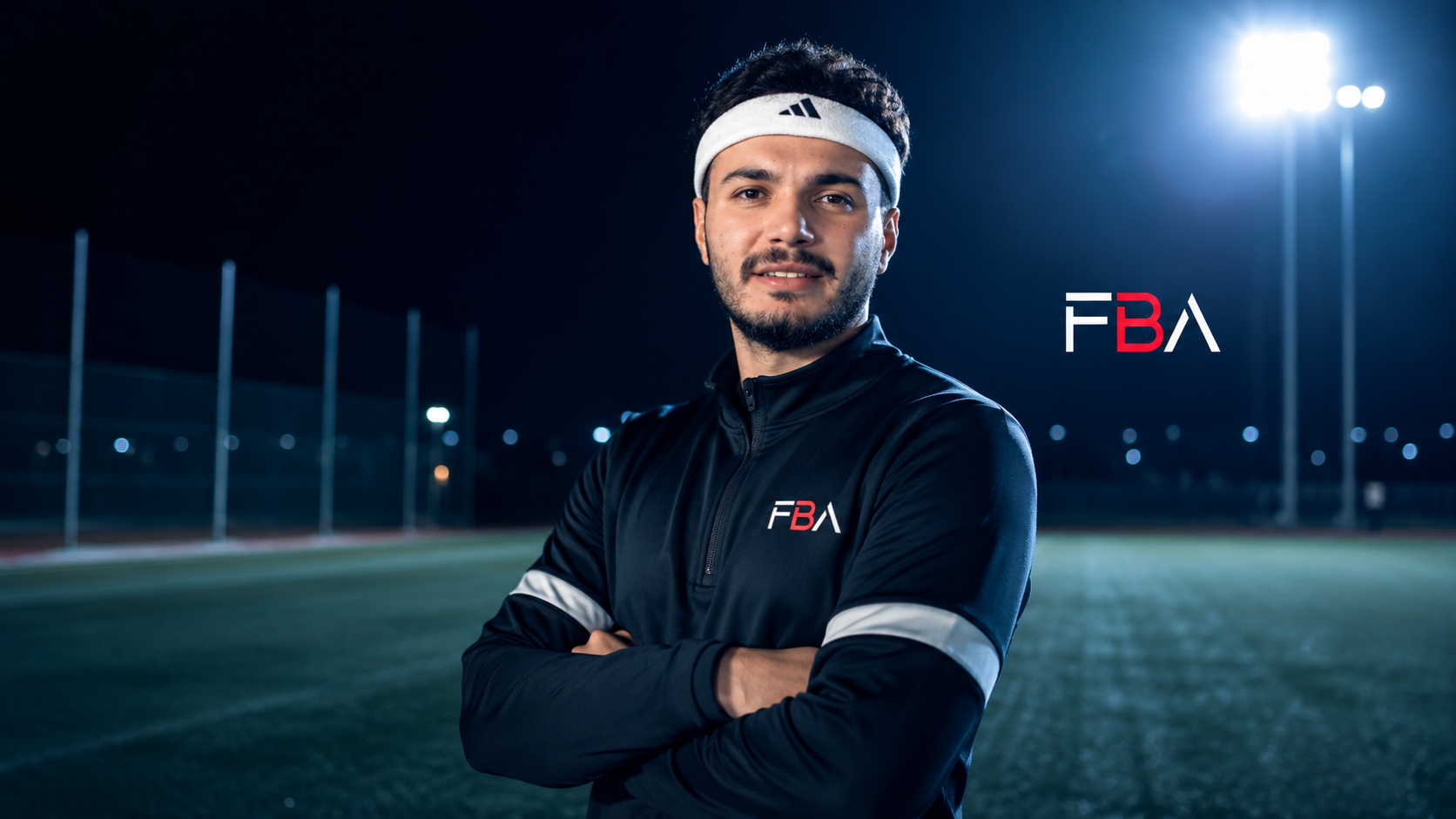 صورة بشار العربي على ملعب ليلي لأكاديمية FBA